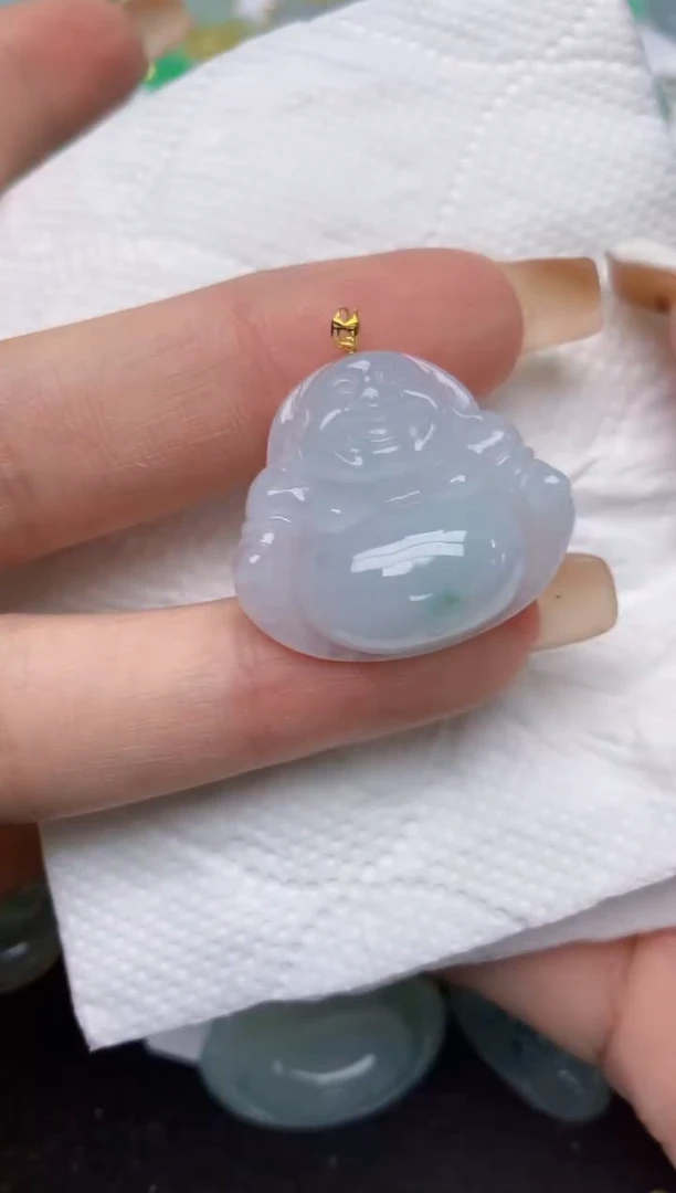 翡翠18K金镶嵌颈饰天然缅甸A货翡翠