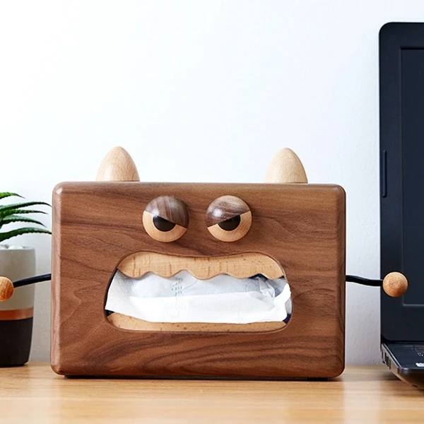 北美黑胡桃木全实木怪兽纸巾盒