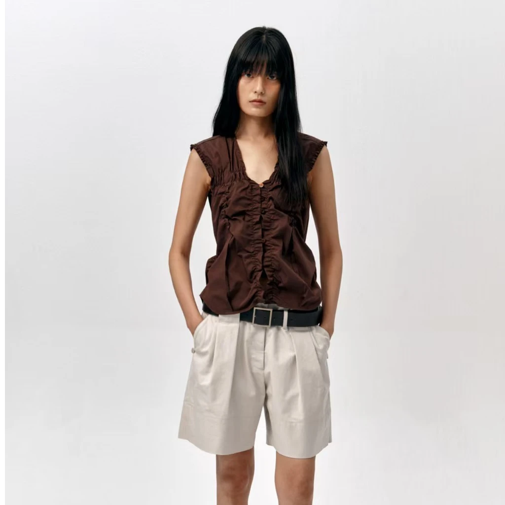 LOW CLASSIC设计师品牌【output】 褶皱无袖衬衫