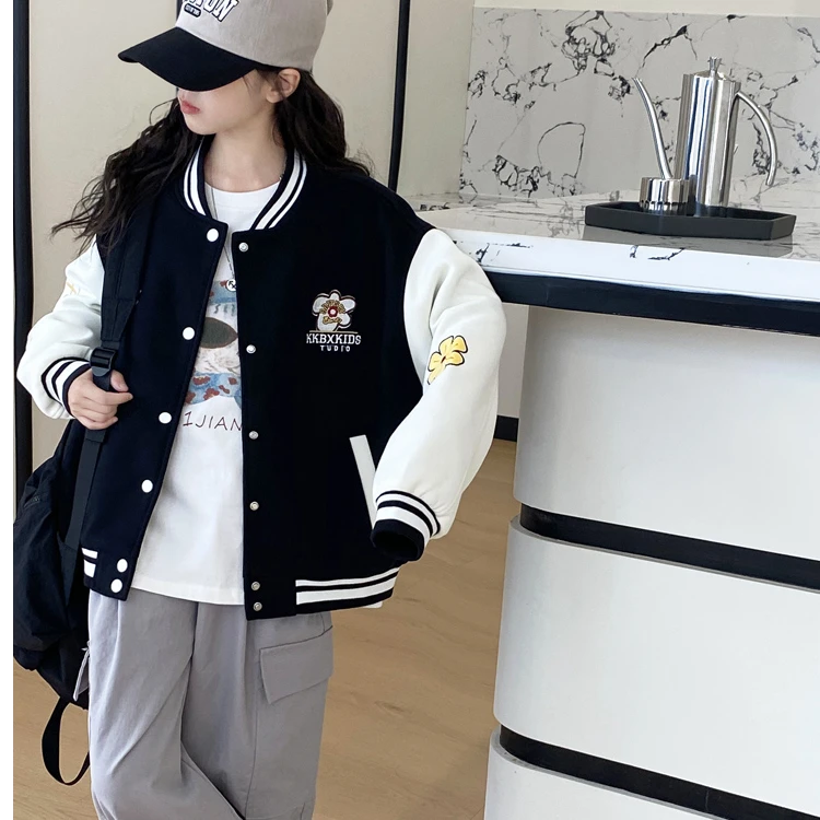 女童棒球服秋装外套洋气潮款2025新款韩版中大童百搭休闲儿童上衣