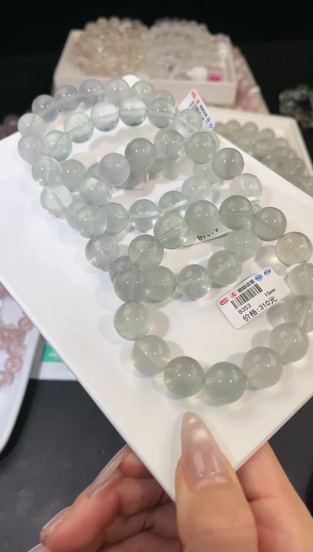 手链未镶嵌萤石多样性发一奶绿15mm