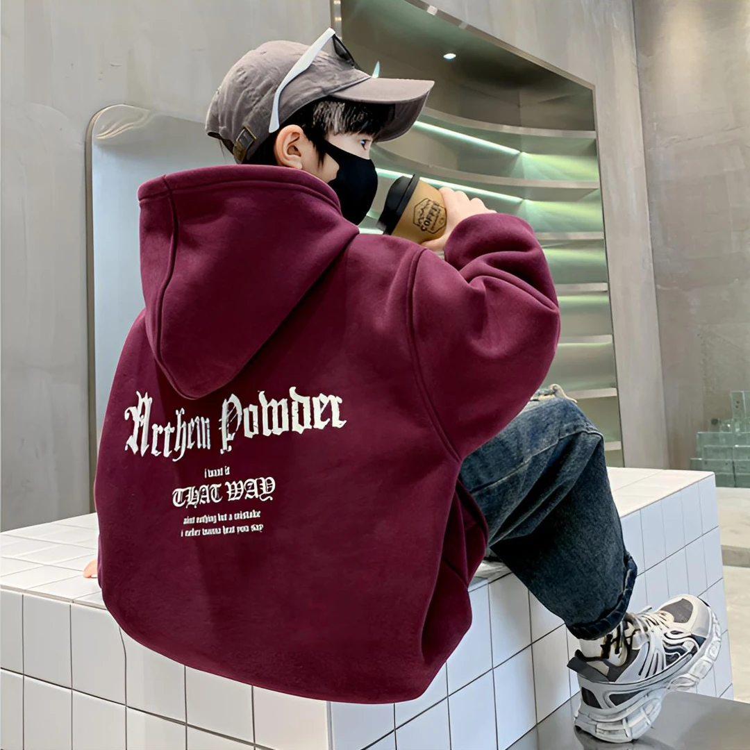 儿童上衣秋冬新款男童韩版卫衣中大童8-15岁男孩休闲连帽宽松上衣