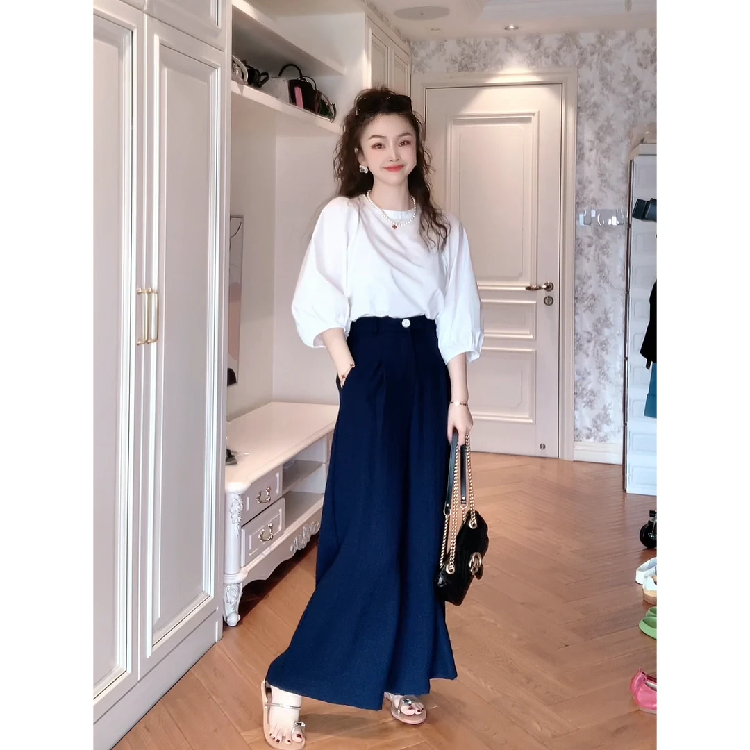 【ZHUJIE】高腰显瘦时尚百搭阔腿裤