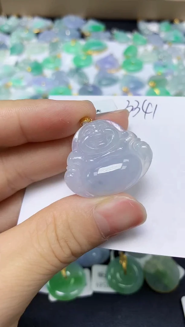 翡翠18K金镶嵌颈饰 天然缅甸翡翠A货