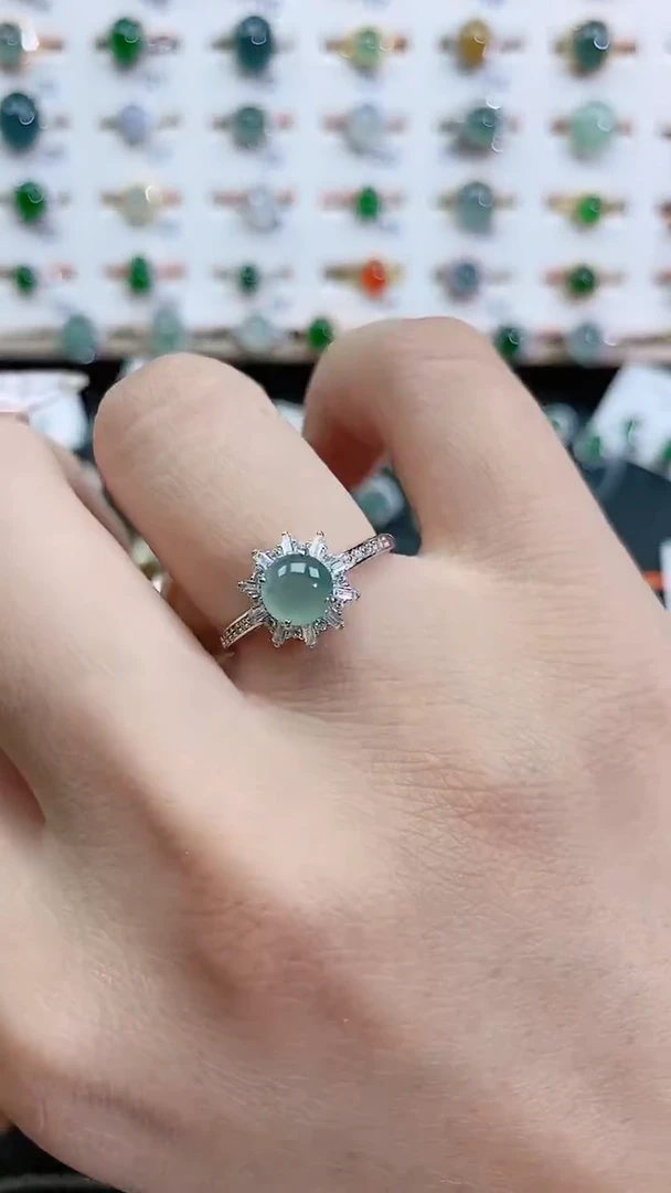 银S925镶嵌戒指翡翠天然翡翠