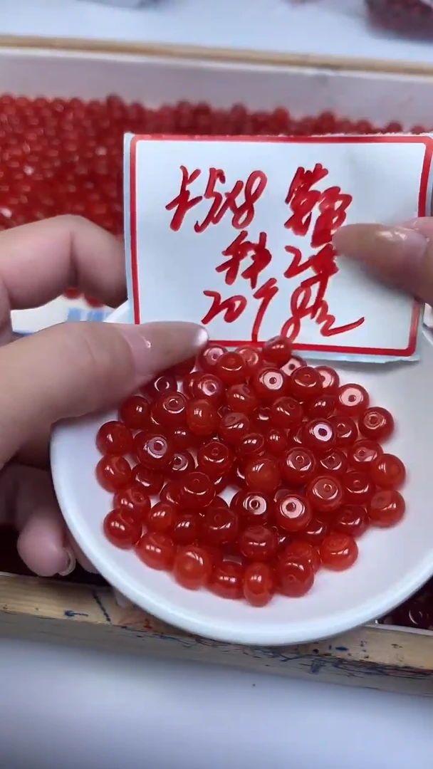 未镶嵌散珠南红玛瑙L122 柿子南红算盘5*8mm20个8元