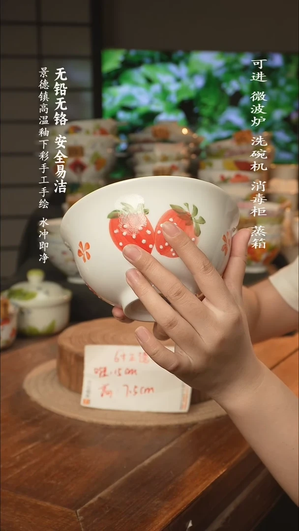 瓷景德镇高温瓷釉下彩手绘陶瓷