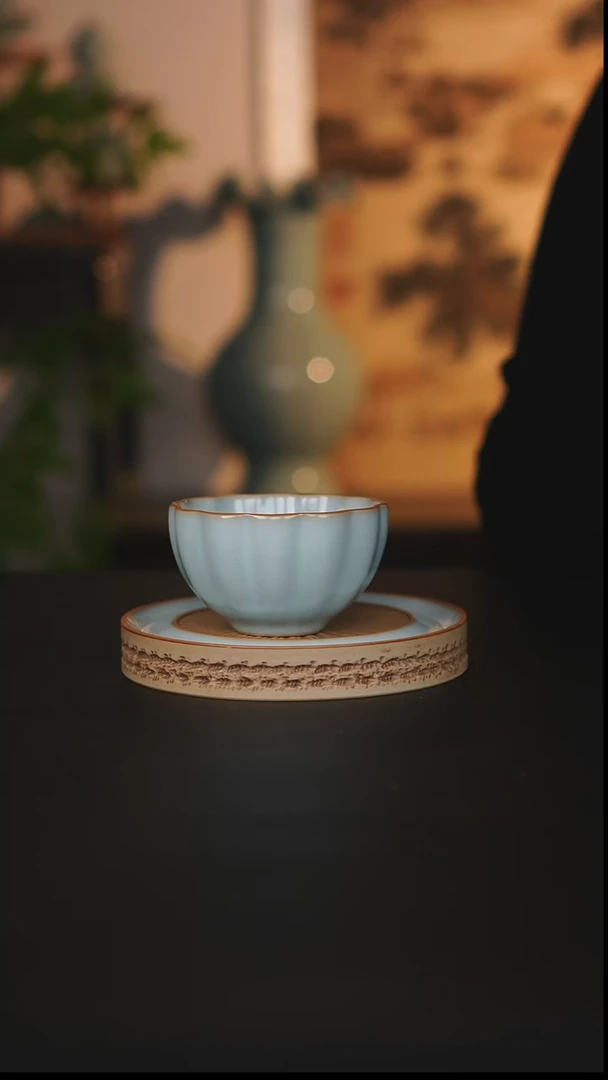 杯子瓷天熙汝瓷橘瓣杯一级