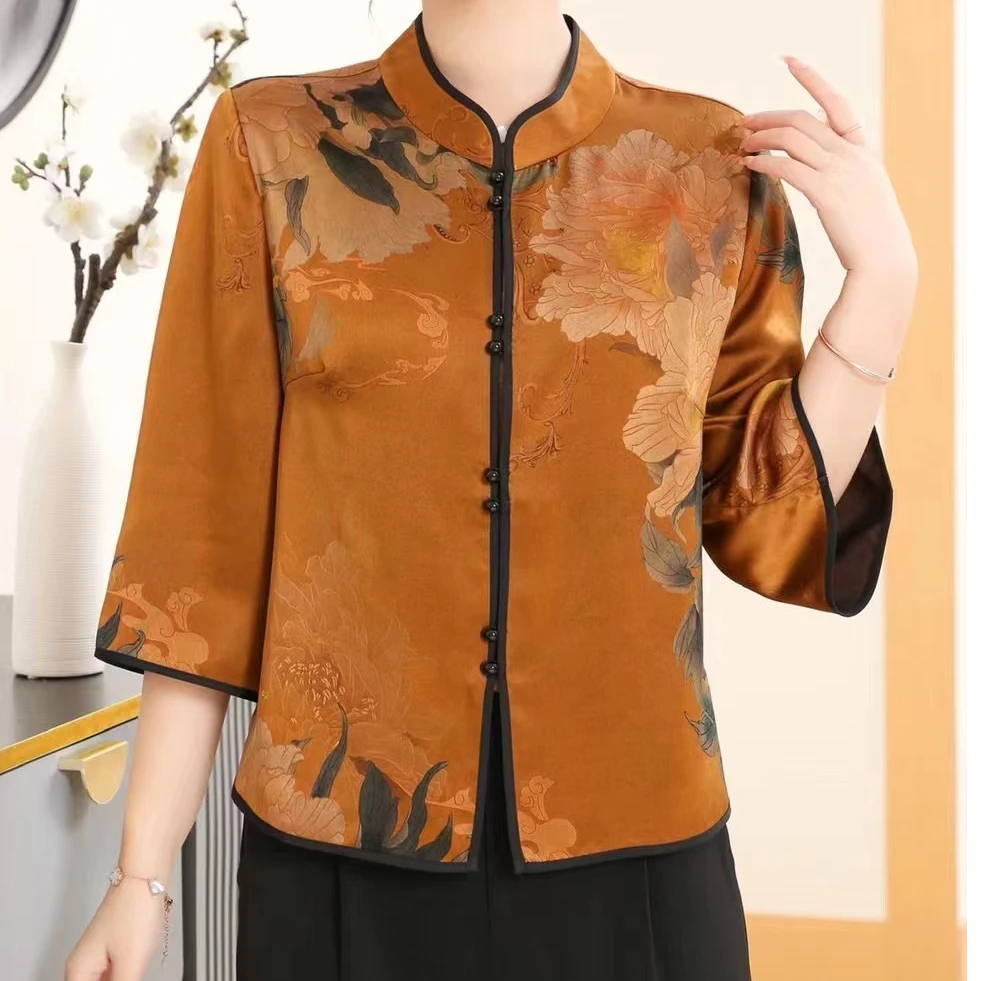 洋 新中式 香云纱大重缎外套 3113