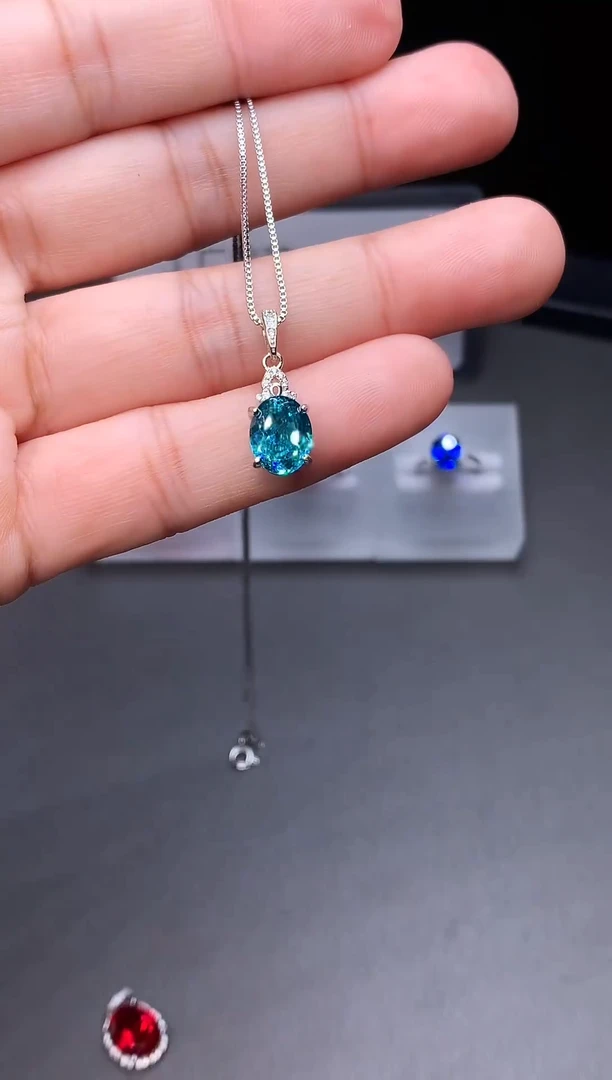 颈饰银S925镶嵌碧玺22