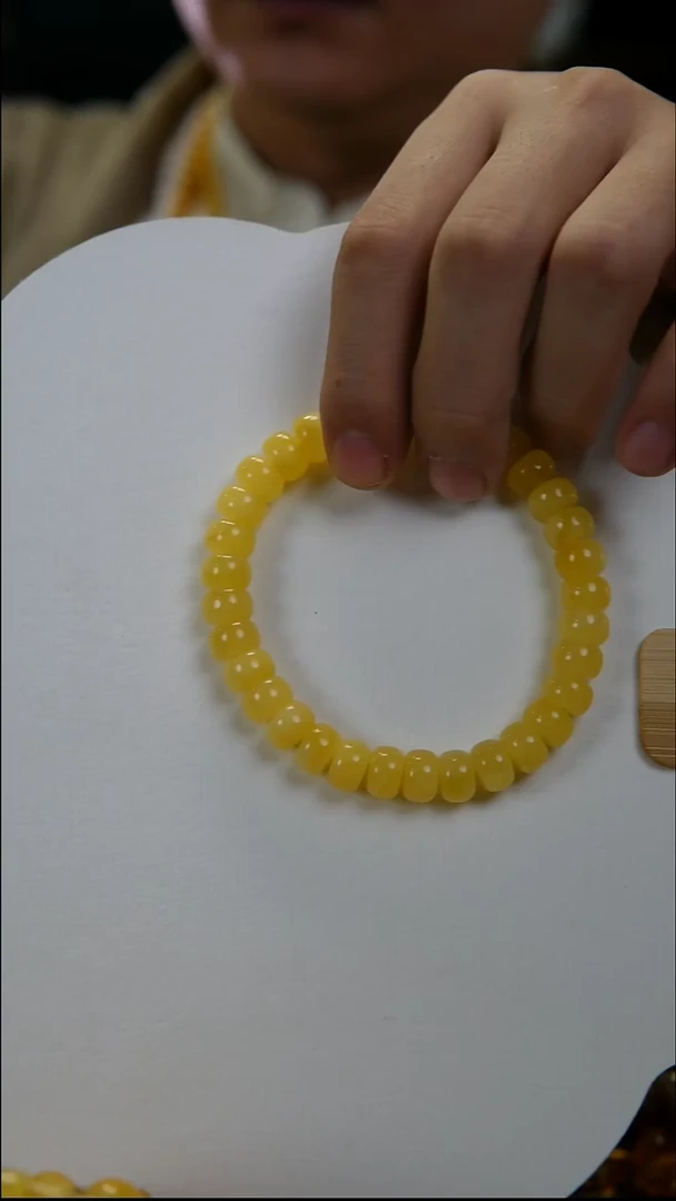 手串琥珀未镶嵌9mm天然鸡油黄蜜蜡老型珠手串