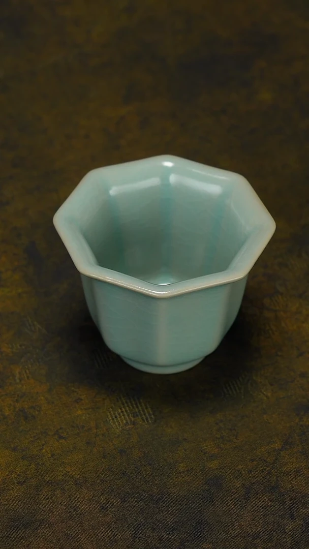 杯子瓷青***客微瑕福利八方杯 简包