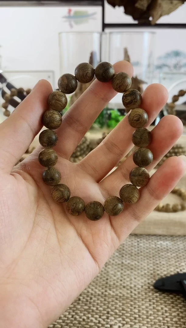 手串沉香正区文莱陈年虫蝼老料11+MM手串