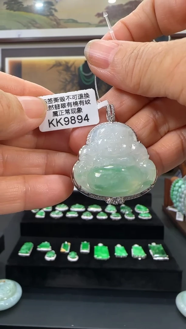翡翠18K金镶嵌颈饰KK9894佛公