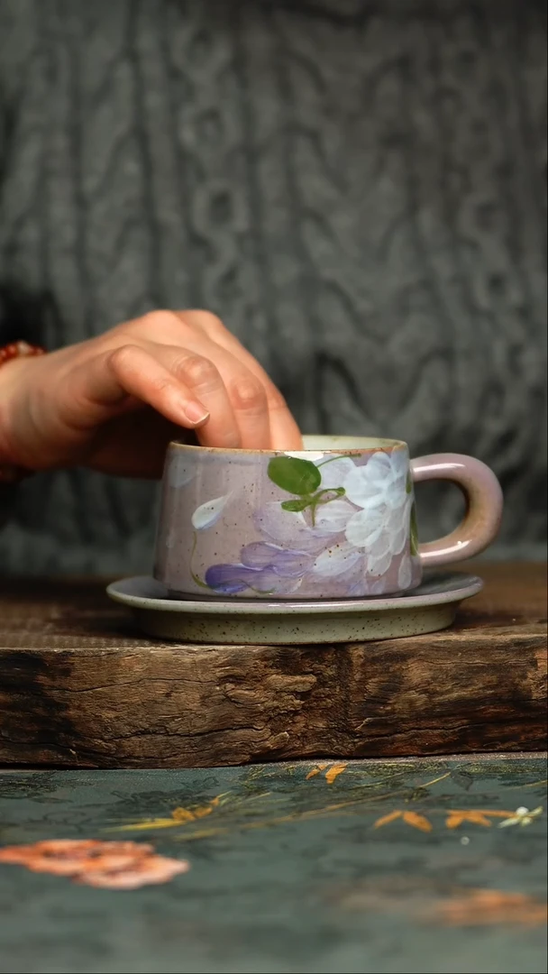 【闪购商品】杯杯釉下彩手工手绘同款陶器