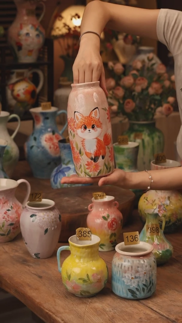 陶瓷539景德镇设计师手作花器摆件侘寂风