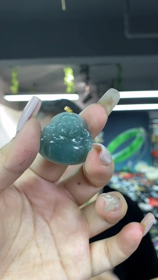 翡翠18K金镶嵌吊坠(不含链)多样性发其一颜色微差