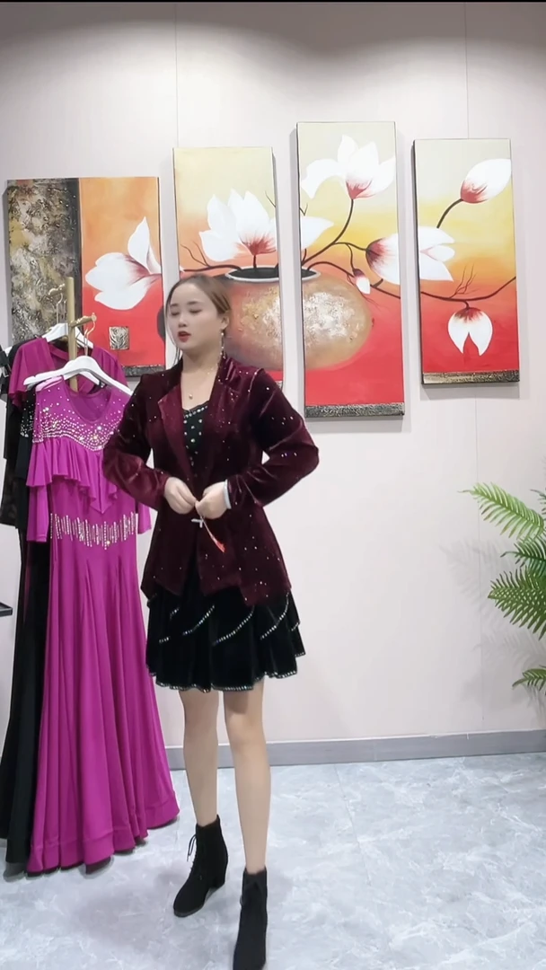 酒红丝绒西服大码