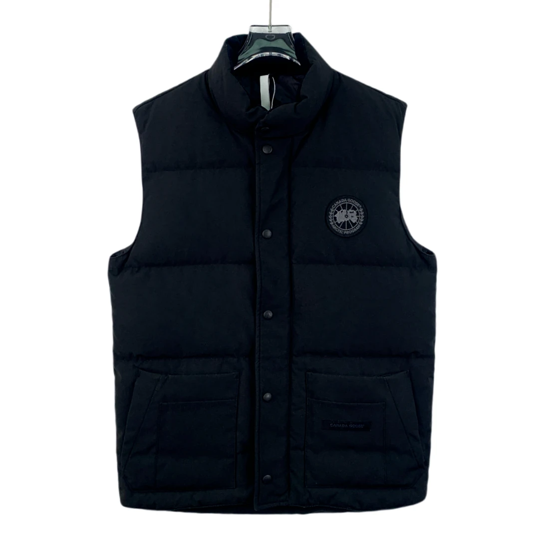 99新 CANADA GOOSE DM0087  徽标贴饰单排扣羽绒服马甲外套 S码