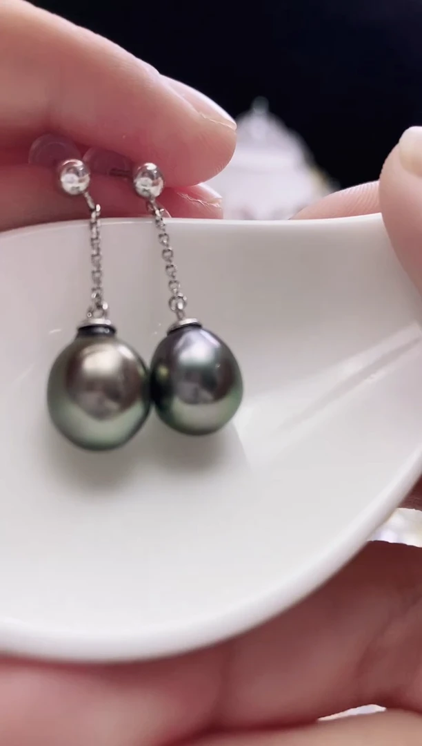 银S925镶嵌耳饰海水珍珠大溪地巴洛克珍珠耳饰