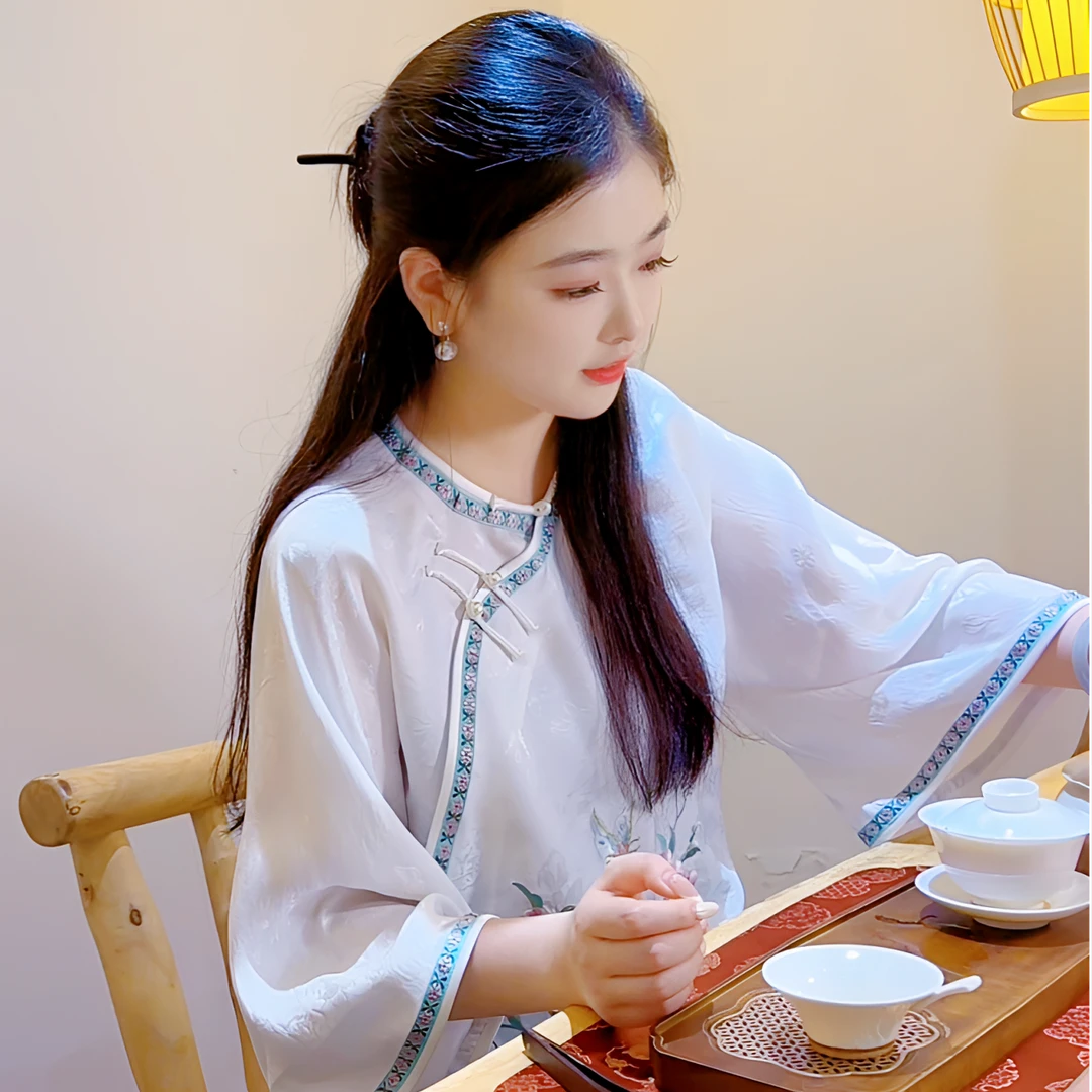 （云诗）一揽芳华新国风桑蚕丝花罗小衫