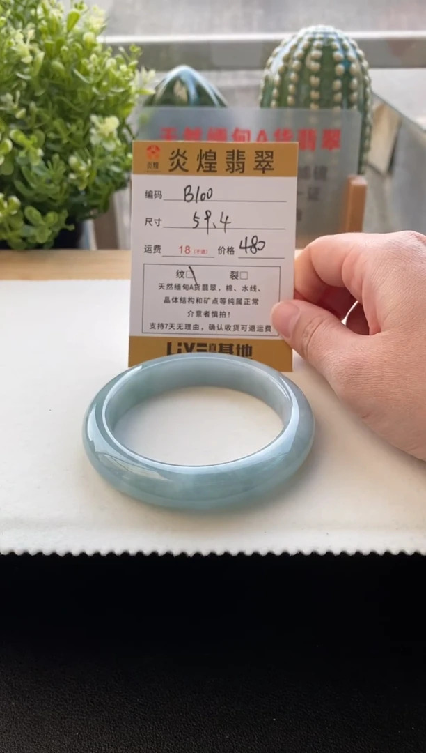 未镶嵌手镯翡翠圈口59.3编码b100