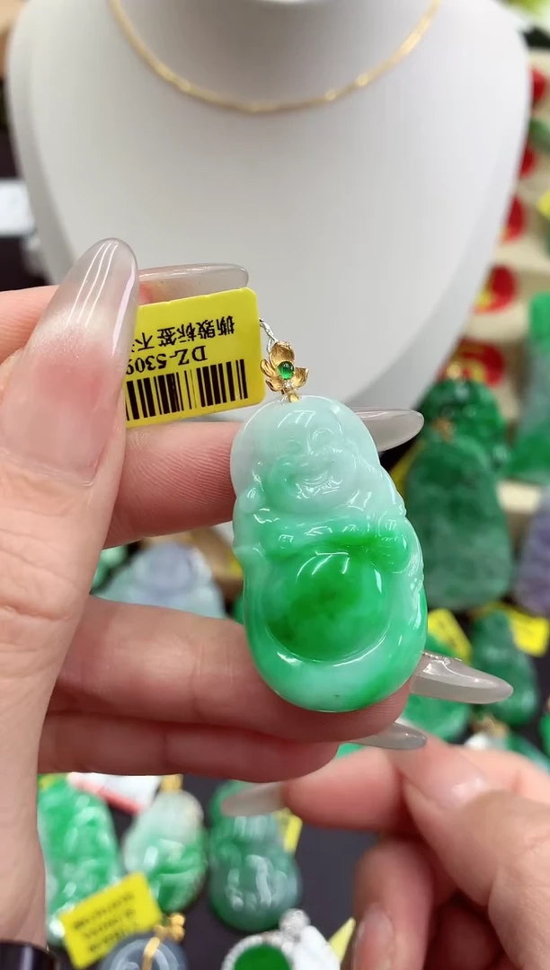 翡翠18K金镶嵌吊坠(不含链)挂件