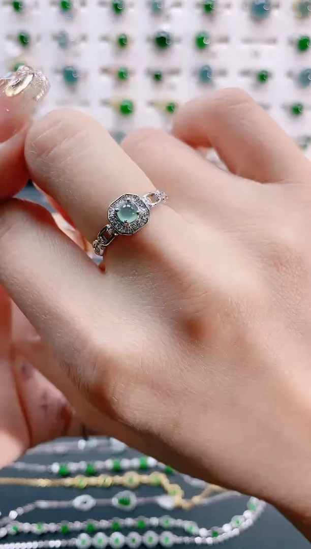 【闪购商品】翡翠戒指银S925镶嵌天然翡翠