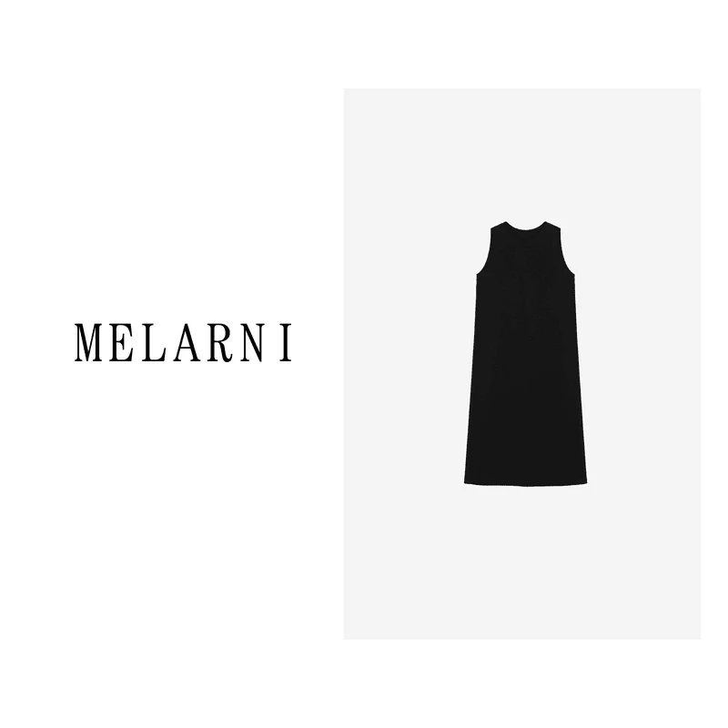 【MELARNI】柔软气质舒适简约纯色圆领无袖连衣裙MLN10037