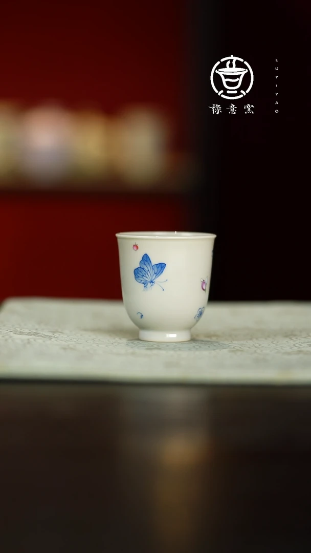 禄意窑青花斗彩闻香杯