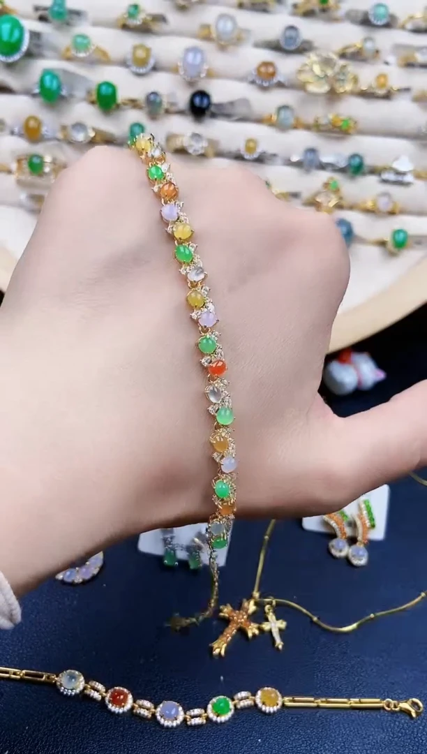 银S925镶嵌手链翡翠23