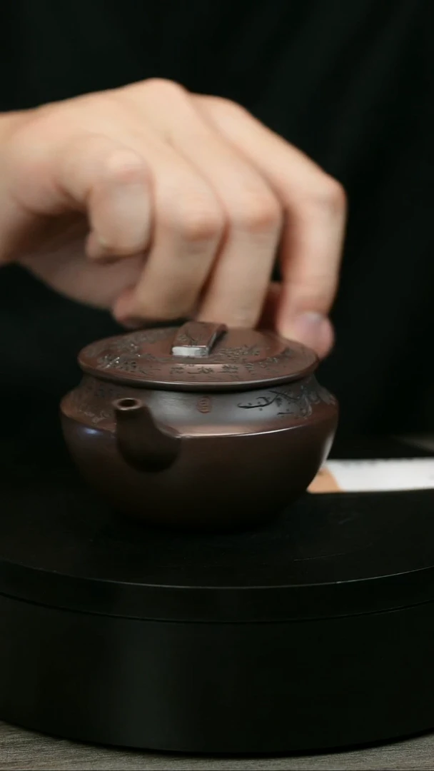 茶壶紫砂钢H2282周卓琴紫泥梅花瓦当