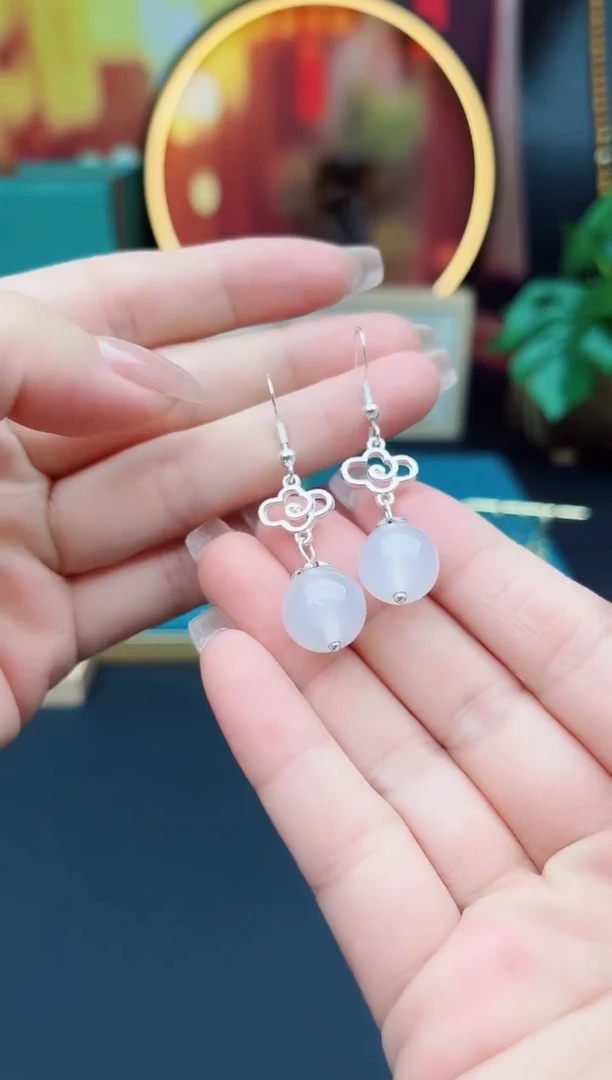 玛瑙/玉髓耳饰银S925镶嵌101000