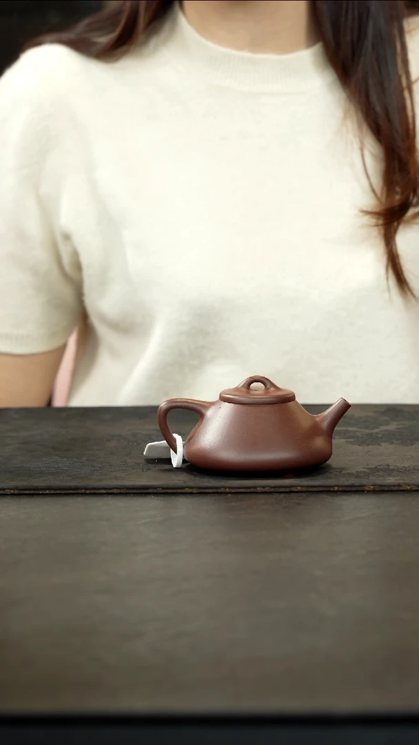 茶壶紫砂老紫泥子冶石瓢光素150cc