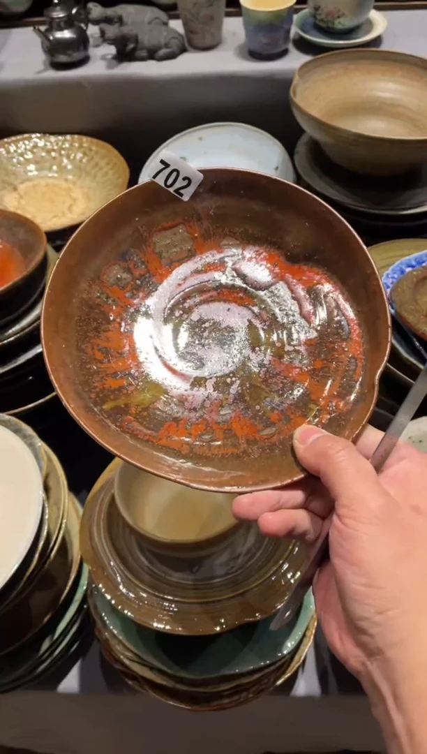 【闪购商品】瓷片702 粗陶红色菜盘1个