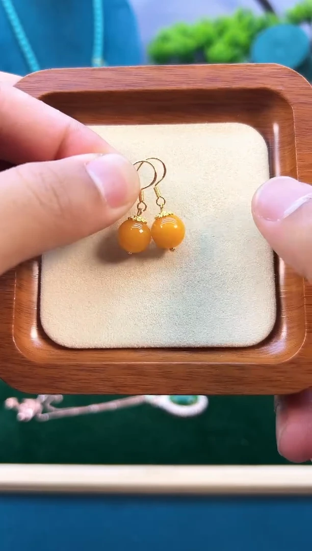 翡翠14K金镶嵌耳饰E28