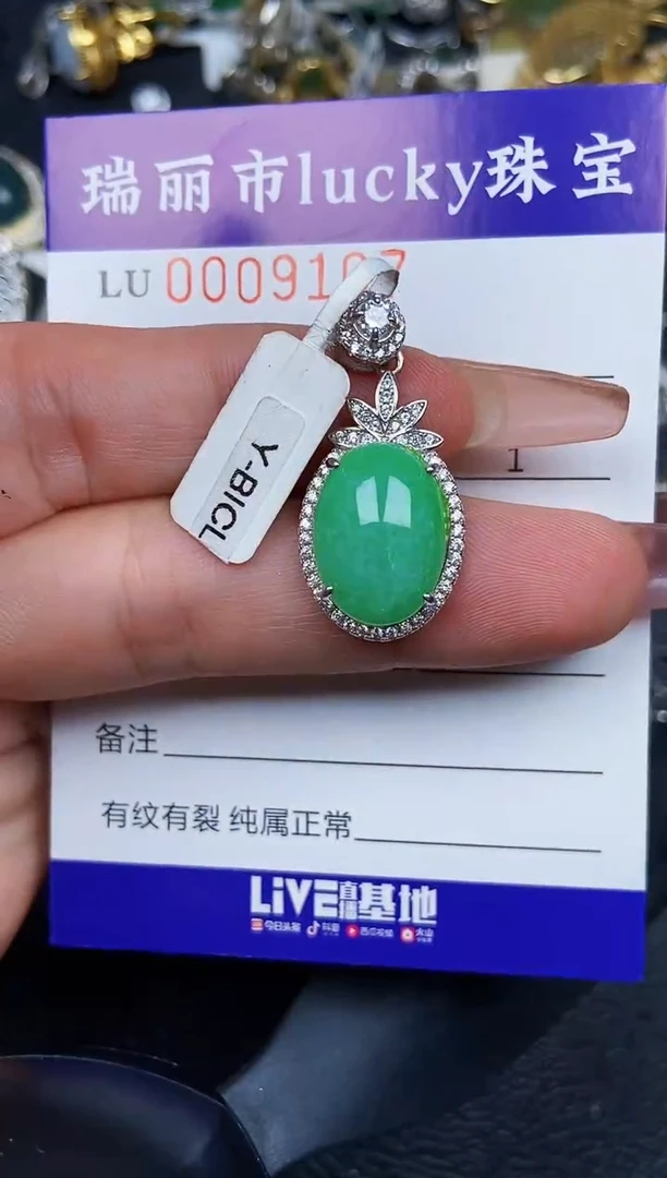 颈饰银S925镶嵌翡翠9107