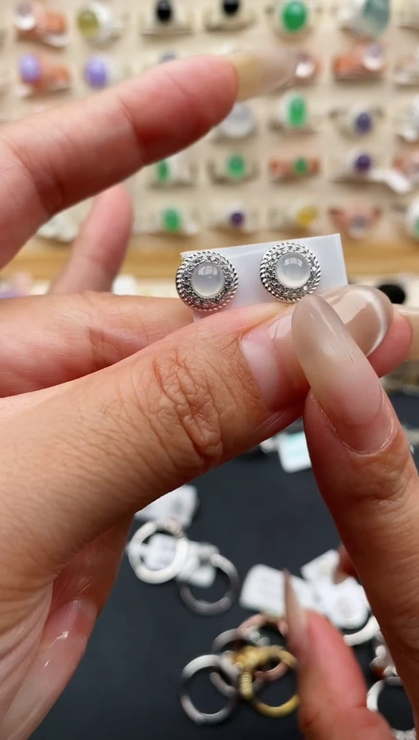 银S925镶嵌戒指翡翠缅甸天然A货翡翠11   8-4