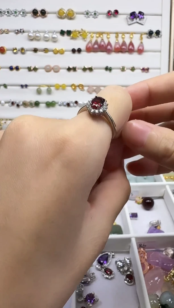 合金戒指石榴石 戒指 石榴石