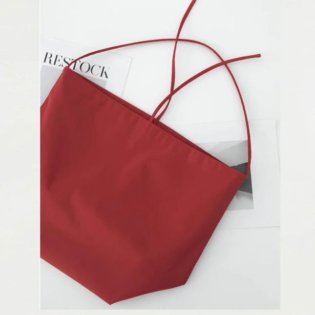 尼龙布敞口系带水桶托特包单肩包DD3F1321