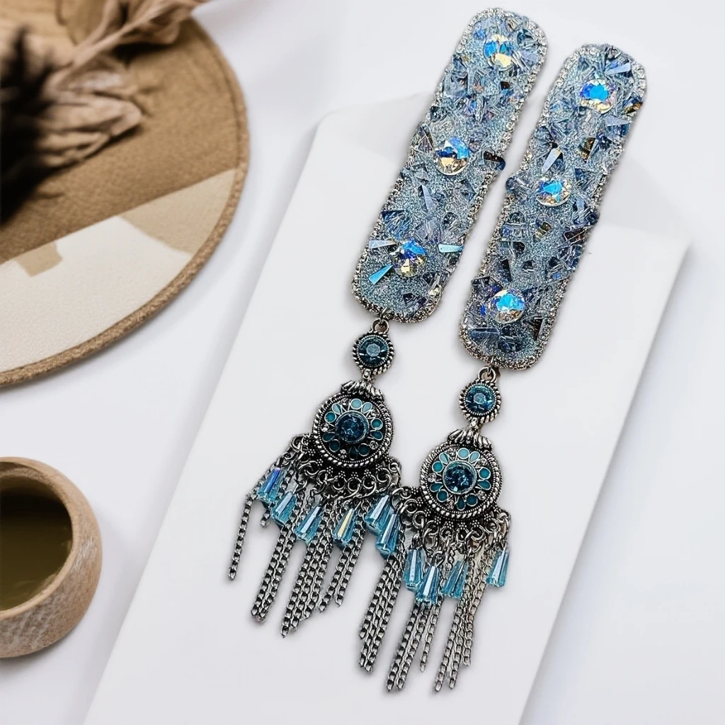 新款民族风P408重工流苏原创复古侧边刘海半扎发后挂旗袍发夹头饰