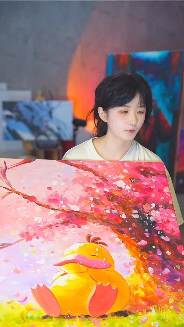 油画你**藏大尺寸可达鸭丙烯画纯手绘