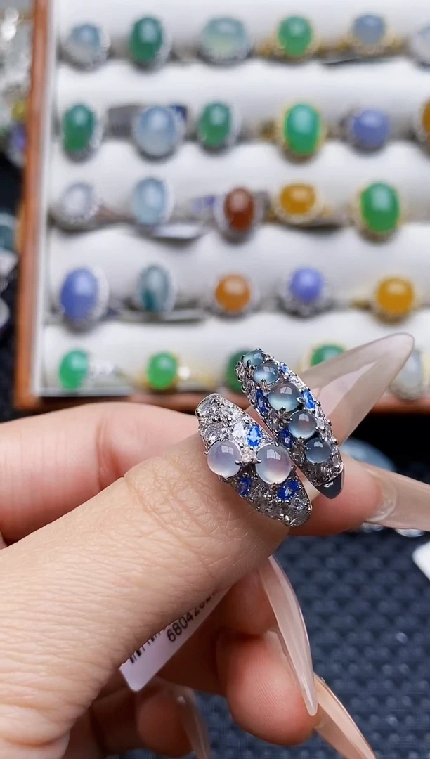 银S925镶嵌戒指翡翠期*5549