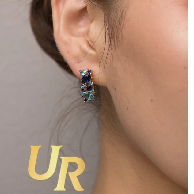 合金锆石耳饰 UR【顺丰包邮-无运费险】贝加尔 玫瑰金色民族耳饰