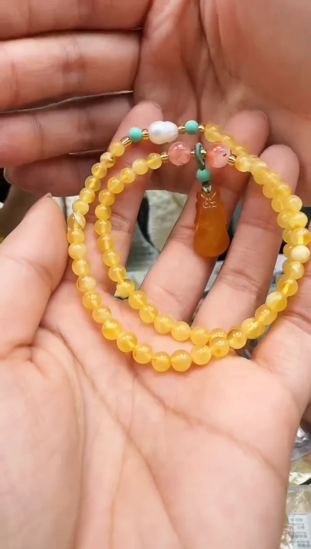 【闪购商品】琥珀裸石未镶嵌双圈手串