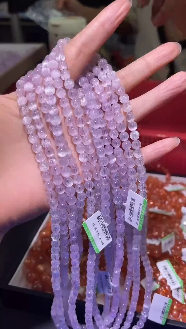 未镶嵌锂辉石手串J028-约6mm拉丝紫锂辉多圈-多样性发其一