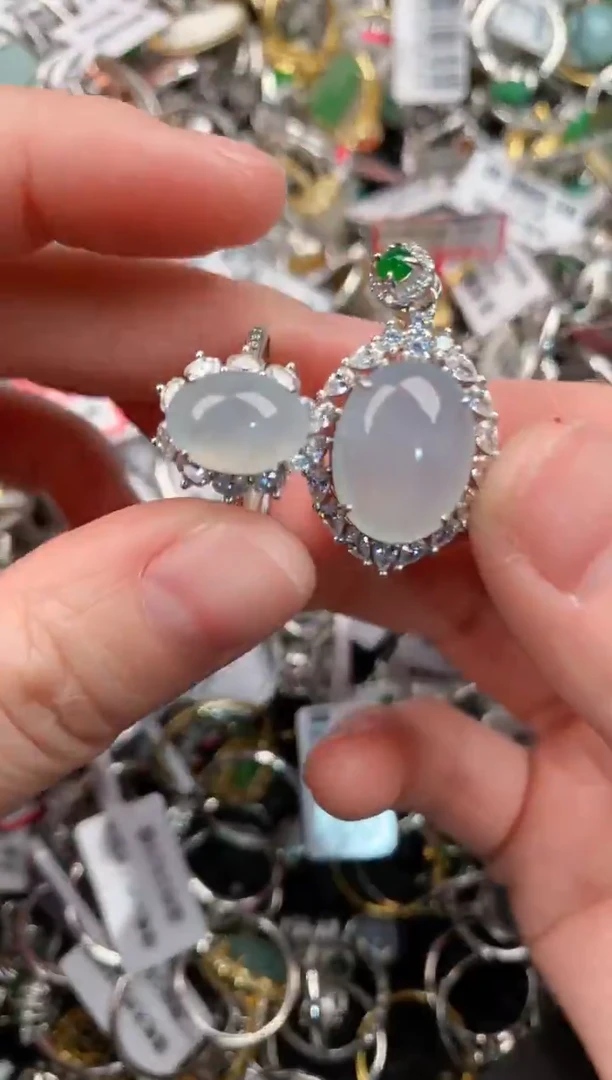 银S925镶嵌戒指翡翠222-2