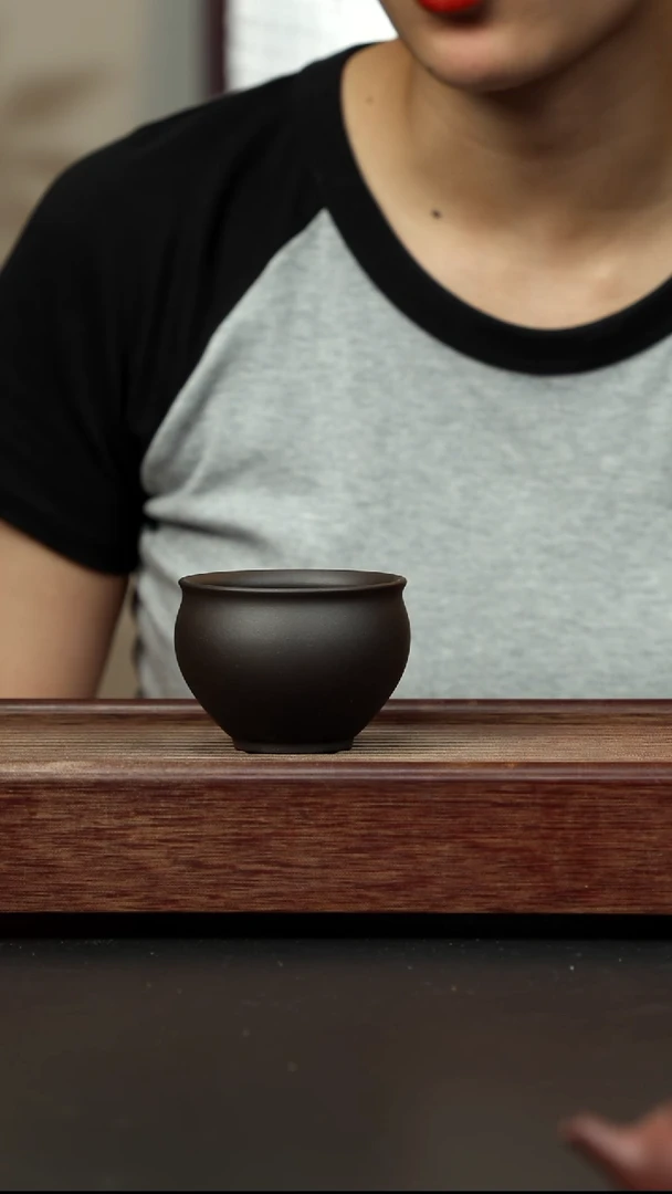 紫砂茶壶黑料圆融杯