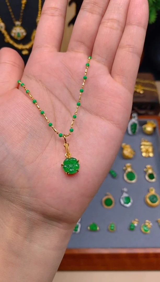 翡翠银S925镶嵌吊坠(不含链)花花吊坠