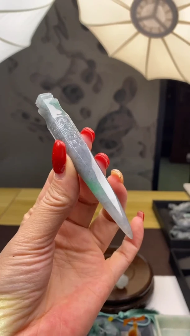 未镶嵌挂件翡翠翡翠冰乌鸡带色茶刀